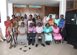 Front row from left:  G. Mangosongo; F. Khatau, Dr T. Nyamhanga;  B. Mwansasu; H. Lymo; and E. Kilimba. Second row from left:  M. Mmuni; B.Nkwela; L. Nkolea; E. Swai; M. Bakari; A. Mlowola; C. Bedwel; D. Bagenda; D.  Kashaija and M. Hojaji  Last row from left (The 3 midwives)  Margareth Kimweri ; Evance Libaba and Saturine Manangwa  